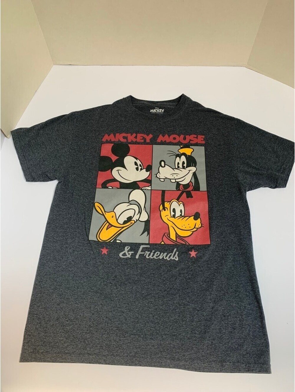 Disney Mickey and Friends Dark Gray with Graphic Mens T Shirt M